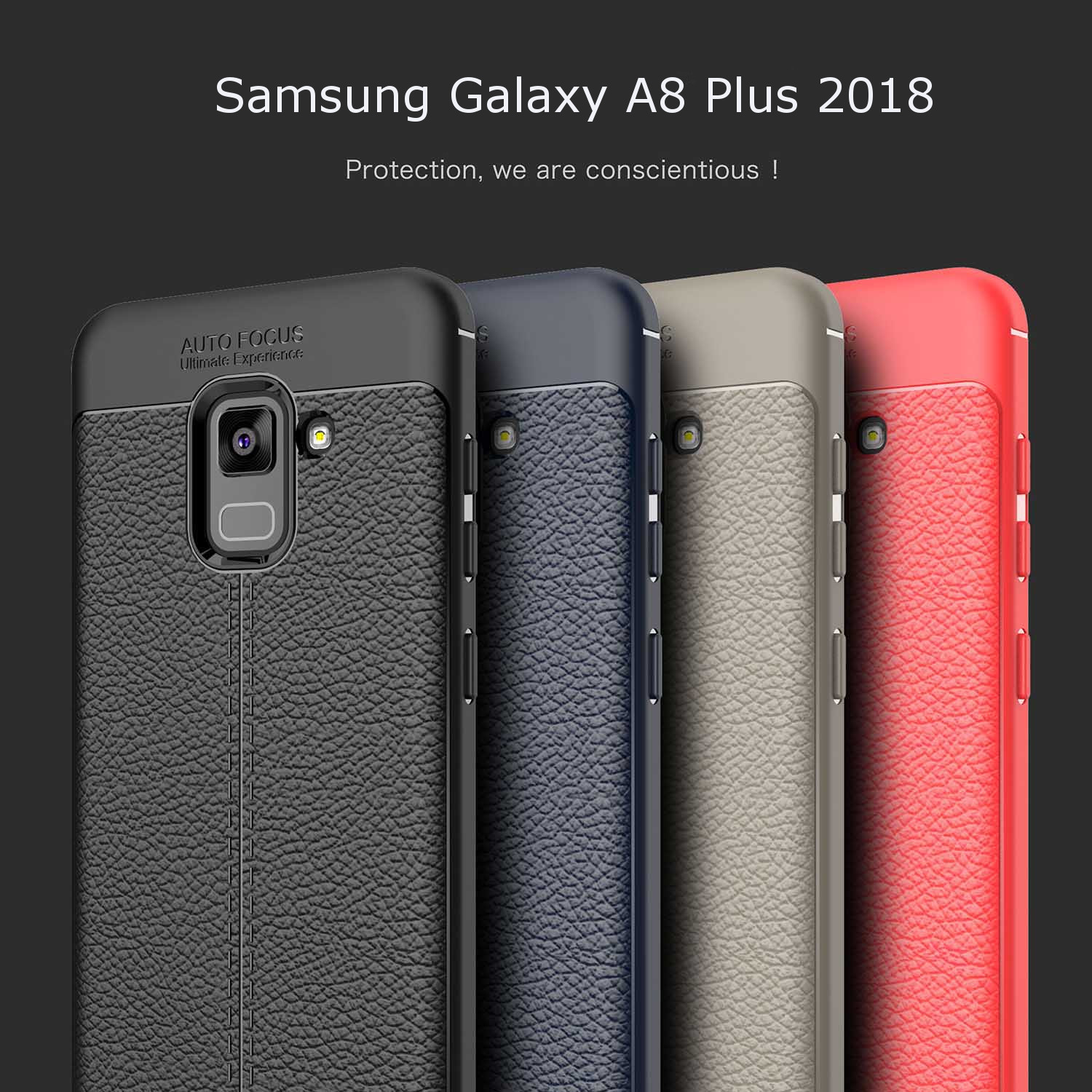 Bakeey-Anti-Fingerprint-Soft-TPU-Litchi-Leather-Case-for-Samsung-Galaxy-A8-Plus-2018-1270592-1