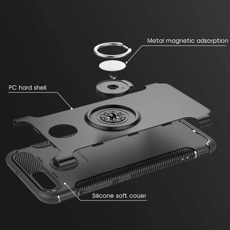 Bakeey-Armor-Shockproof-Magnetic-360deg-Rotation-Ring-Holder-TPU-PC-Protective-Case-For-Xiaomi-Mi-8--1438786-1