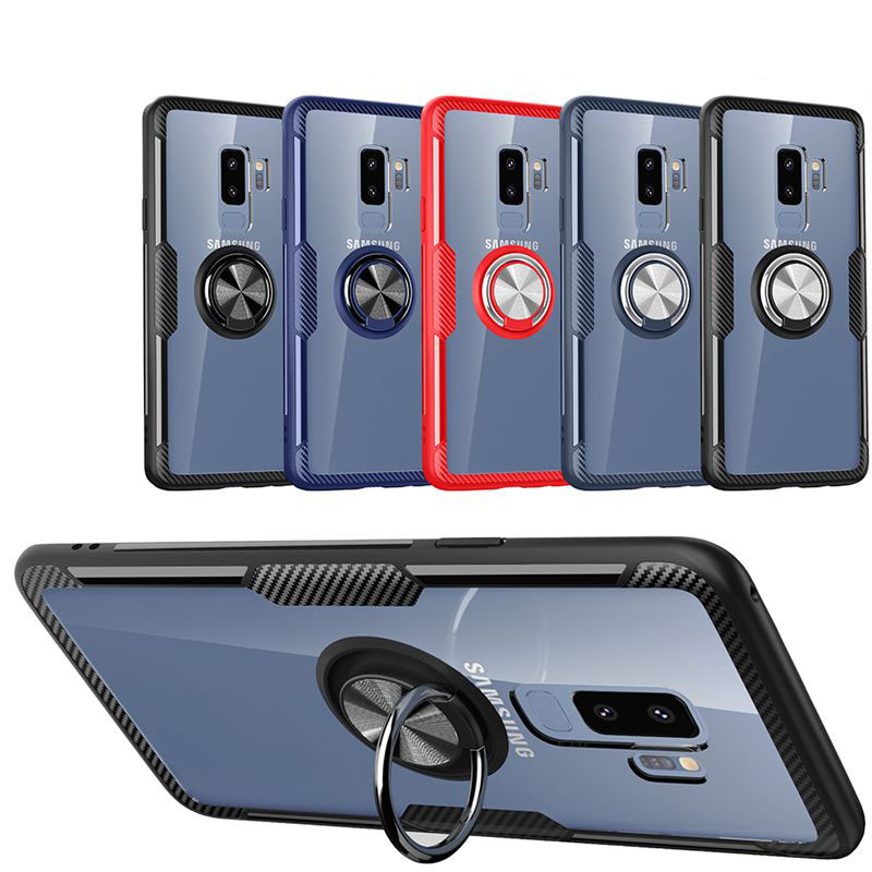 Bakeey-Clear-Ring-Grip-Kickstand-Magnetic-Adsorption-Protective-Case-For-Samsung-Galaxy-S9S9-Plus-1425758-1