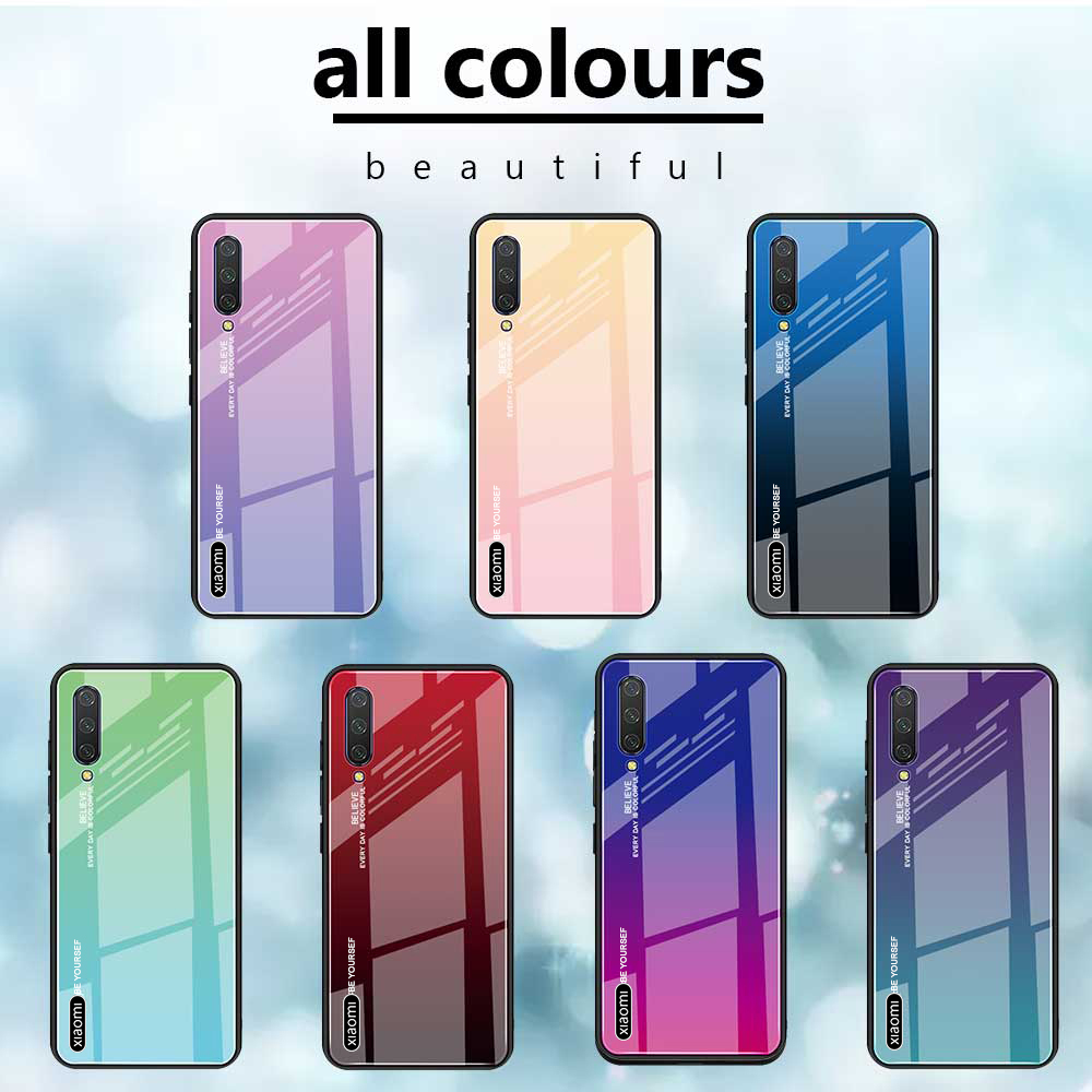 Bakeey-Gradient-Color-Tempered-Glass--Soft-TPU-Back-Cover-Protective-Case-for-Xiaomi-Mi-A3--Xiaomi-M-1558979-1