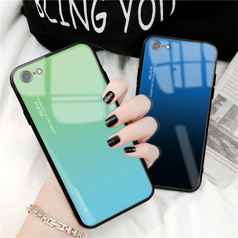 Bakeey-Gradient-Color-Tempered-Glass-Shockproof-Scratch-Resistant-Protective-Case-for-iPhone-SE-2020-1679343-11