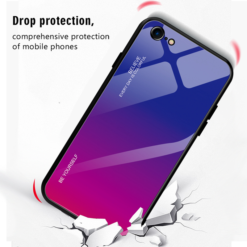 Bakeey-Gradient-Color-Tempered-Glass-Shockproof-Scratch-Resistant-Protective-Case-for-iPhone-SE-2020-1679343-5