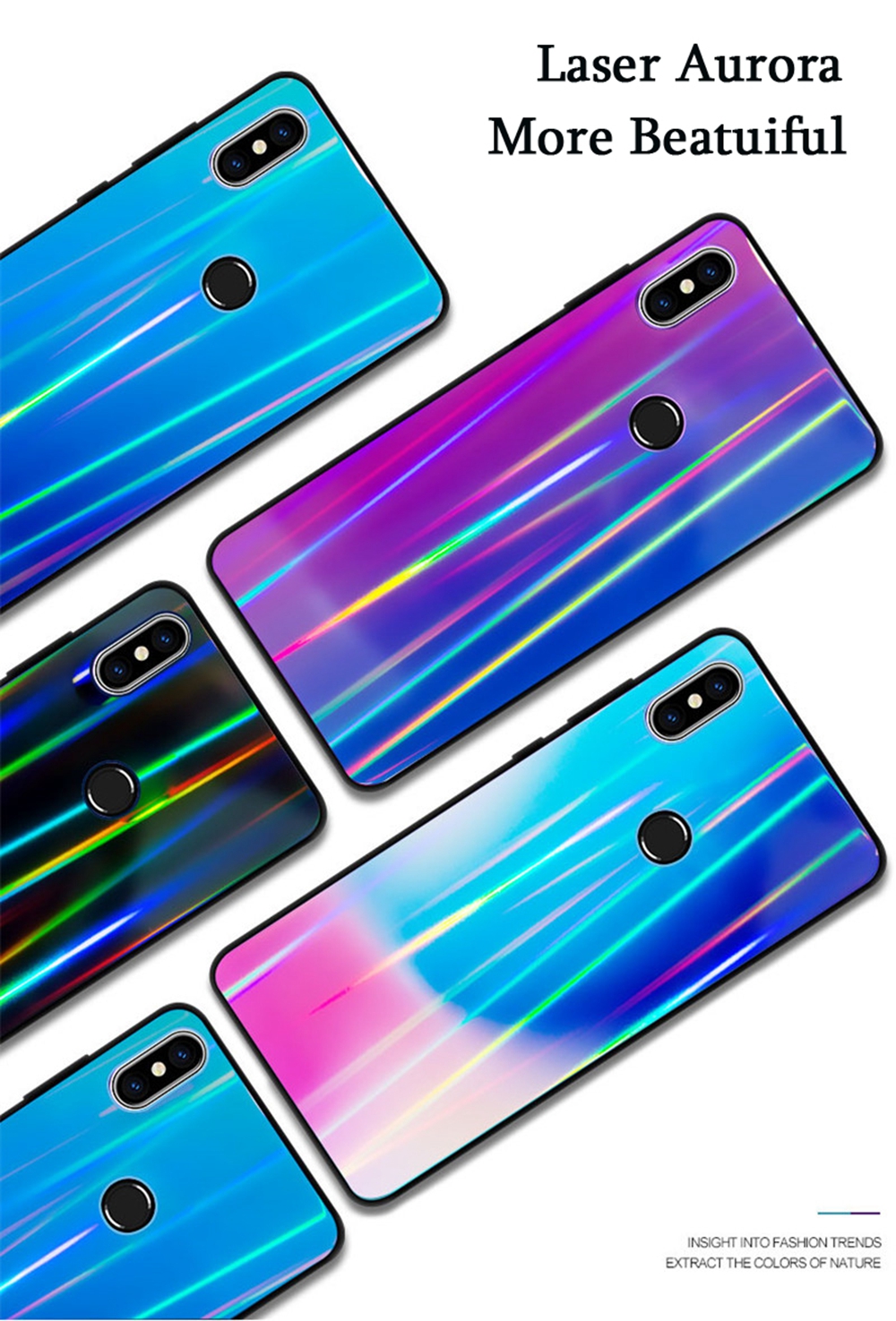 Bakeey-Laser-Aurora-Gradient-Tempered-Glass-Shockproof-Protective-Case-For-Xiaomi-Mi8-SE-588-Inch-1342292-1