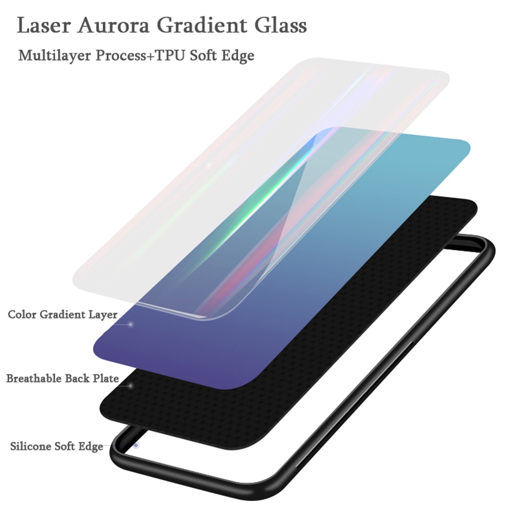 Bakeey-Laser-Aurora-Gradient-Tempered-Glass-Shockproof-Protective-Case-For-Xiaomi-Mi8-SE-588-Inch-1342292-4