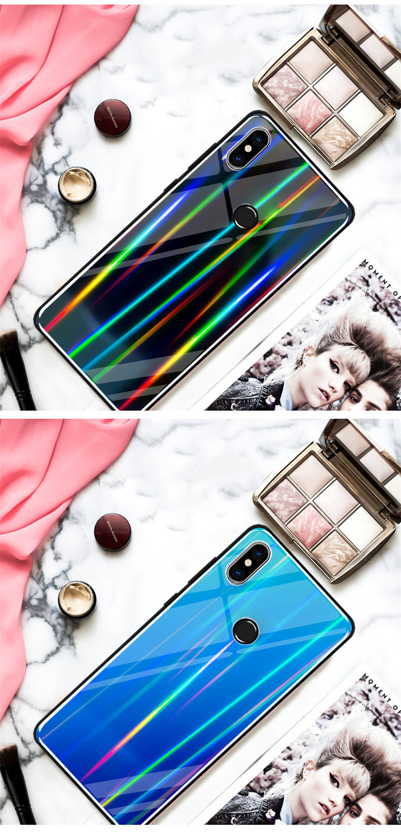 Bakeey-Laser-Aurora-Gradient-Tempered-Glass-Shockproof-Protective-Case-For-Xiaomi-Mi8-SE-588-Inch-1342292-6