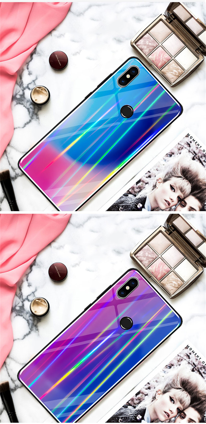 Bakeey-Laser-Aurora-Gradient-Tempered-Glass-Shockproof-Protective-Case-For-Xiaomi-Mi8-SE-588-Inch-1342292-7