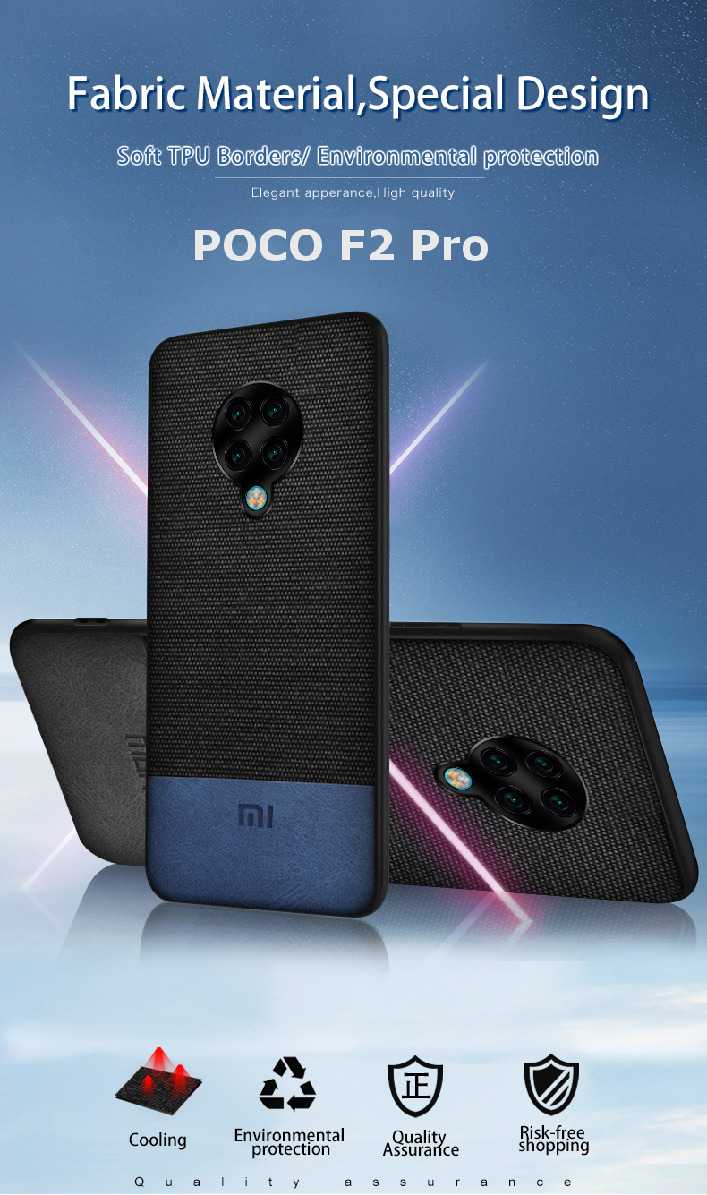 Bakeey-Luxury-Fabric-Splice-Soft-Silicone-Edge-Shockproof-Protective-Case-For-Poco-F2-Pro--Xiaomi-Re-1688608-1