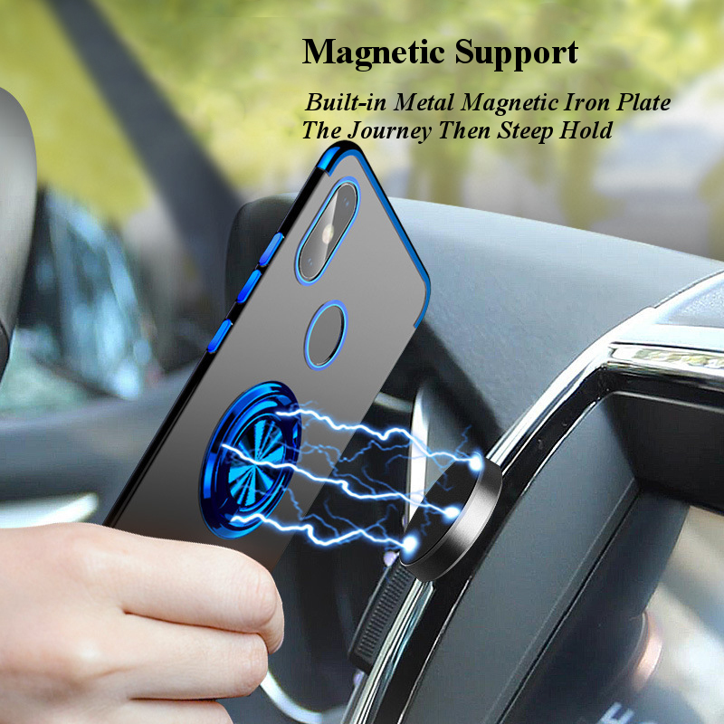 Bakeey-Magnetic-Car-Holder-Ring-Holder-Thin-Color-Plating-Soft-TPU-Protective-Case-For-Xiaomi-Mi8-Mi-1428710-1