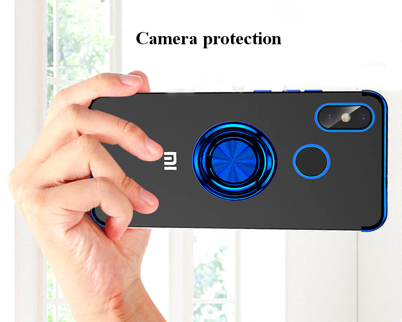 Bakeey-Magnetic-Car-Holder-Ring-Holder-Thin-Color-Plating-Soft-TPU-Protective-Case-For-Xiaomi-Mi8-Mi-1428710-5