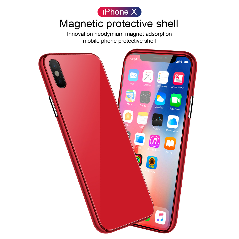 Bakeey-Plating-Magnetic-Adsorption-Full-Body-Protective-Case-with-Tempered-Glass-for-iPhone-X-1316186-1