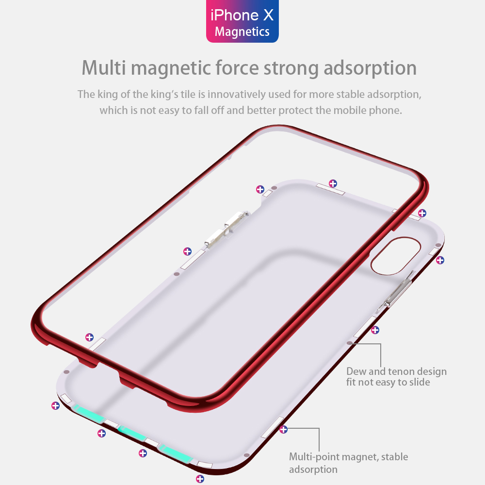 Bakeey-Plating-Magnetic-Adsorption-Full-Body-Protective-Case-with-Tempered-Glass-for-iPhone-X-1316186-4