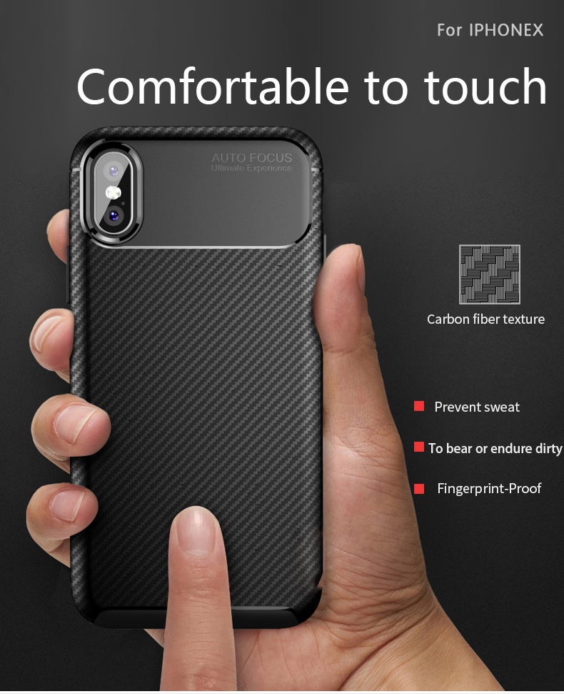 Bakeey-Protective-Case-For-iPhone-XSX-Slim-Carbon-Fiber-Fingerprint-Resistant-Soft-TPU-Back-Cover-1361091-2