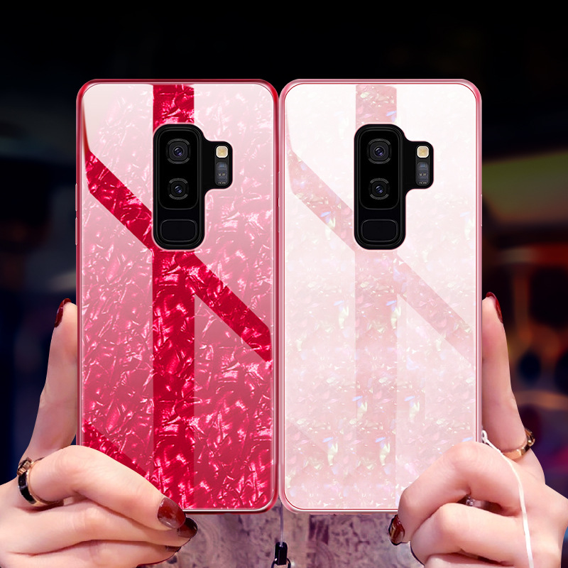 Bakeey-Shell-Pattern-Glossy-Glass-Soft-Edge-Protective-Case-for-Samsung-Galaxy-S9S9-Plus-1325024-4