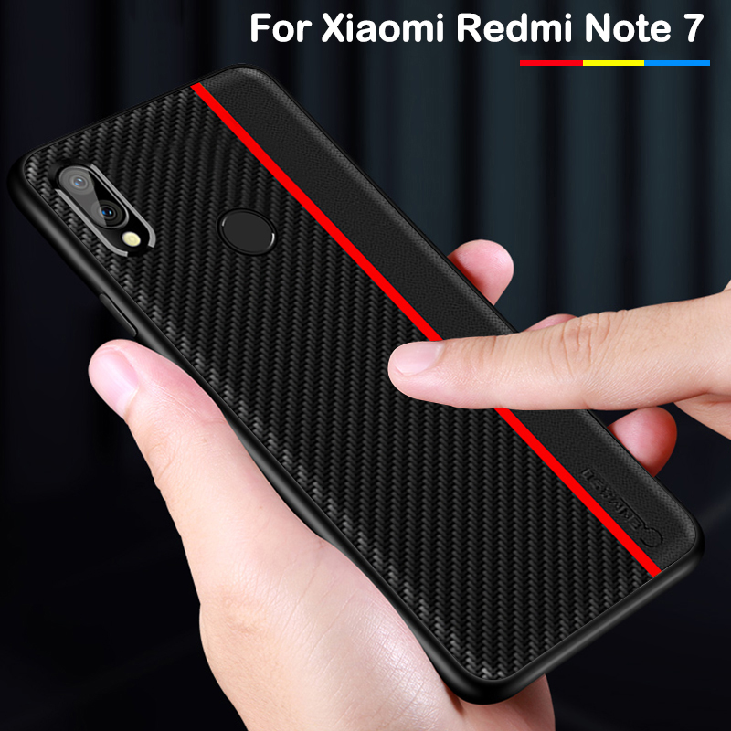 Bakeey-Shockproof-Carbon-Fiber-Soft-Silicone-Edge-PU-Leather-Protective-Case-for-Xiaomi-Redmi-Note-7-1561744-6