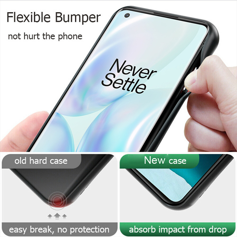 Bakeey-for-OnePlus-8-Pro-Shockproof-Anti-fingerprint-Matte-Translucent-Hard-PCSoft-TPU-Edge-Protecti-1778665-2