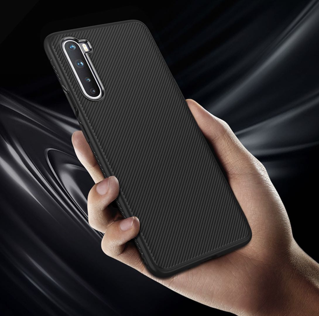 Bakeey-for-OnePlus-Nord-Case-Carbon-Fiber-Texture-Slim-Soft-Silicone-Shockproof-Protective-Case-Back-1726578-7