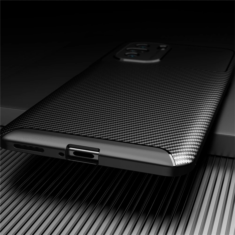 Bakeey-for-POCO-F3-Global-Version-Case-Luxury-Carbon-Fiber-Pattern-with-Lens-Protector-Shockproof-Si-1866159-8