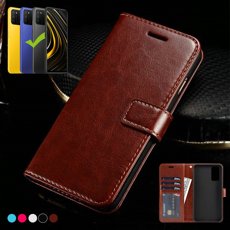 Bakeey-for-POCO-M3-Case-Magnetic-Flip-Multiple-Card-Slot-Foldable-Stand-PU-Leather-Shockproof-Full-C-1785389-2