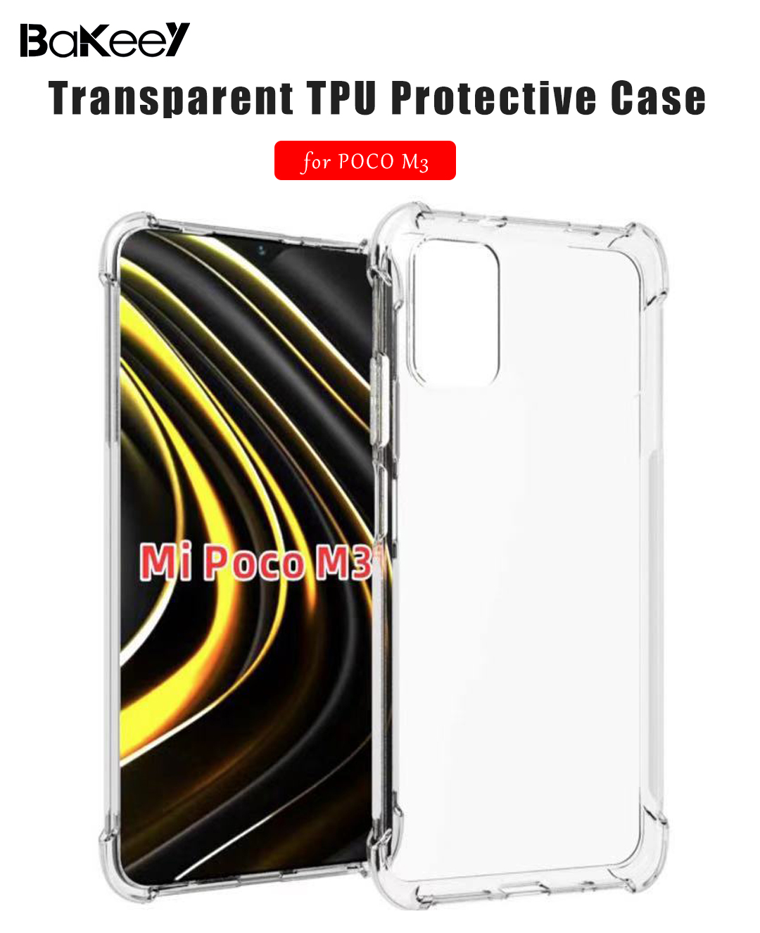 Bakeey-for-POCO-M3-Case-with-Air-Bag-Shockproof-Transparent-Non-Yellow-Soft-TPU-Protective-Case-Non--1785117-1