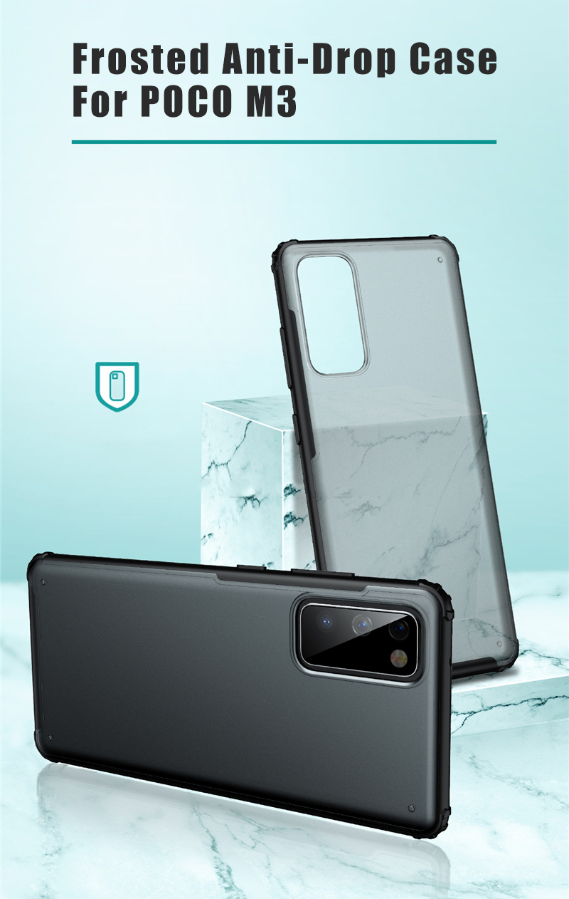 Bakeey-for-POCO-M3-Case-with-Four-Corner-Bumpers-Micro-Matte-Translucent-Shockproof-Anti-Fingerprint-1791649-1