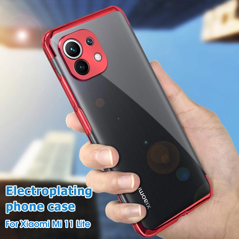 Bakeey-for-Xiaomi-Mi-11-Lite-Case-2-in-1-Plating-with-Lens-Protector-Ultra-Thin-Anti-Fingerprint-Sho-1865786-1