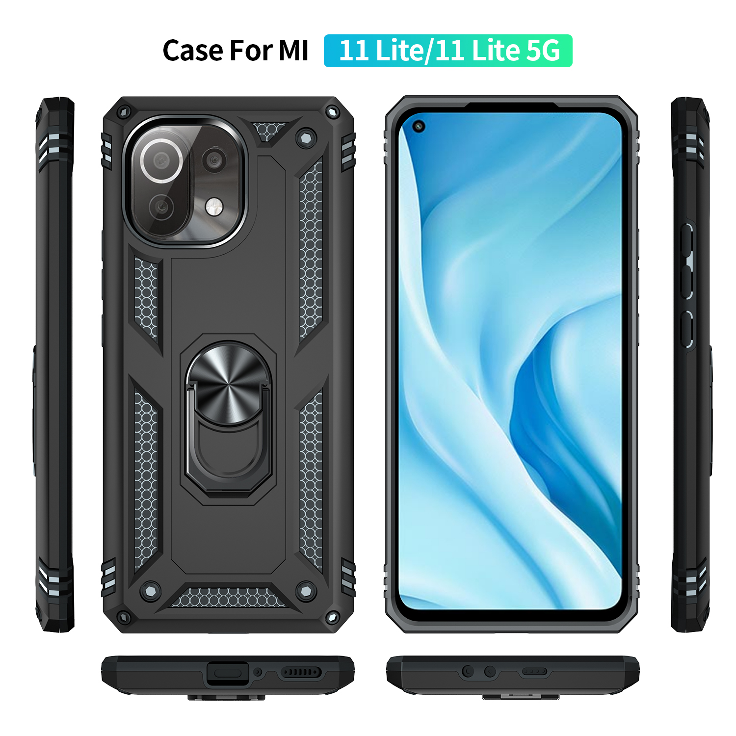 Bakeey-for-Xiaomi-Mi-11-Lite-Case-Armor-Bumpers-Shockproof-Magnetic-with-360-Rotation-Finger-Ring-Ho-1872905-1