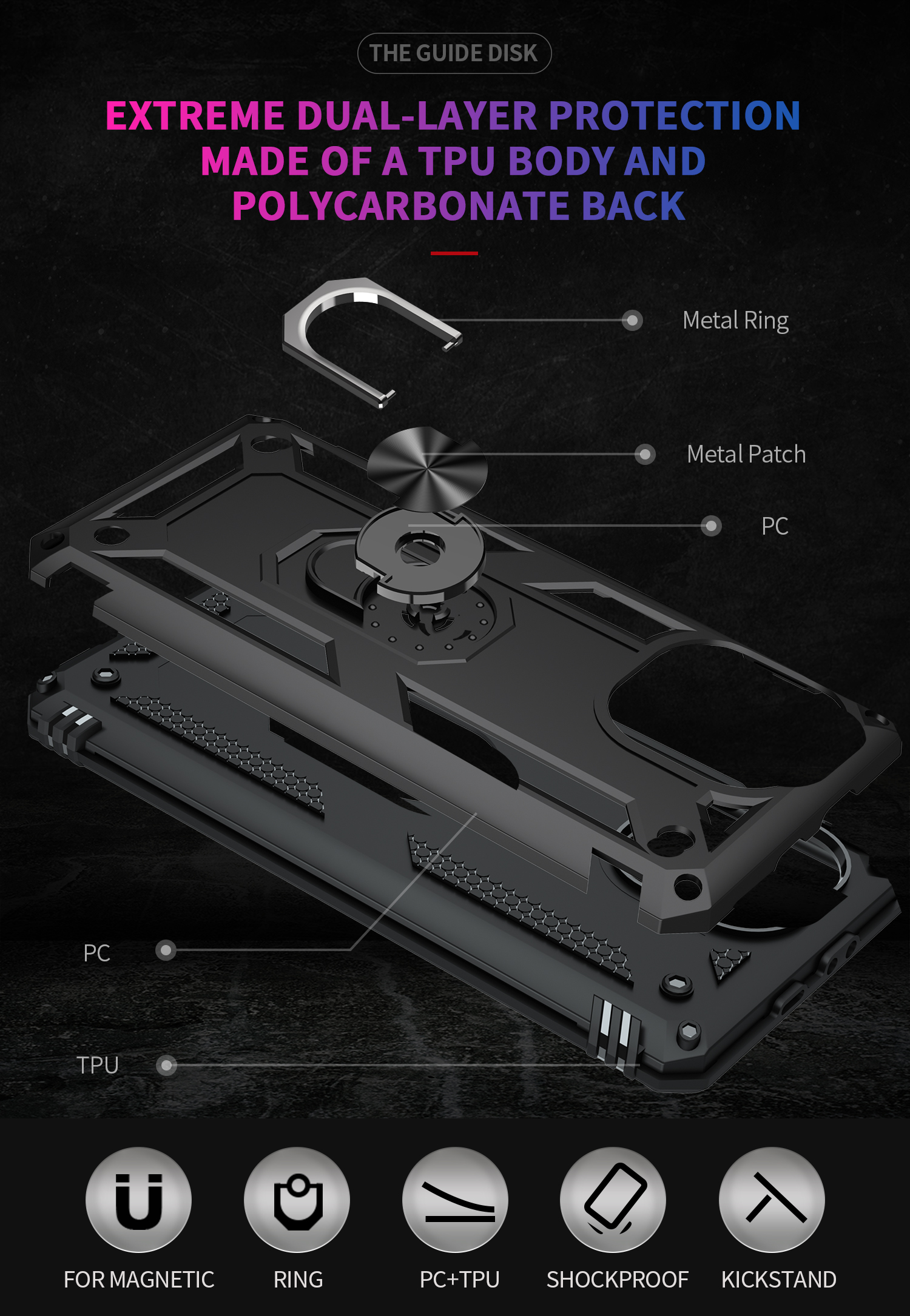 Bakeey-for-Xiaomi-Mi-11-Lite-Case-Armor-Bumpers-Shockproof-Magnetic-with-360-Rotation-Finger-Ring-Ho-1872905-3