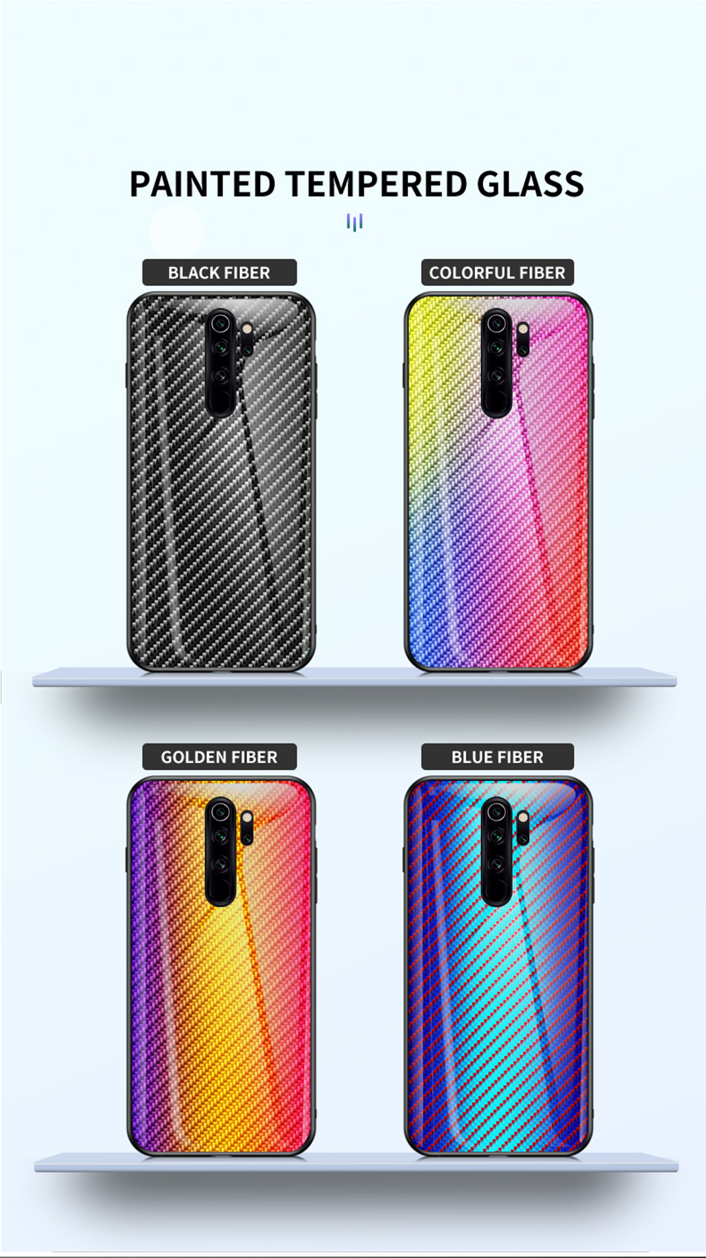 Bakeey-for-Xiaomi-Redmi-9-Case-Carbon-Fiber-Pattern-Gradient-Color-Tempered-Glass-Shockproof-Scratch-1708310-3