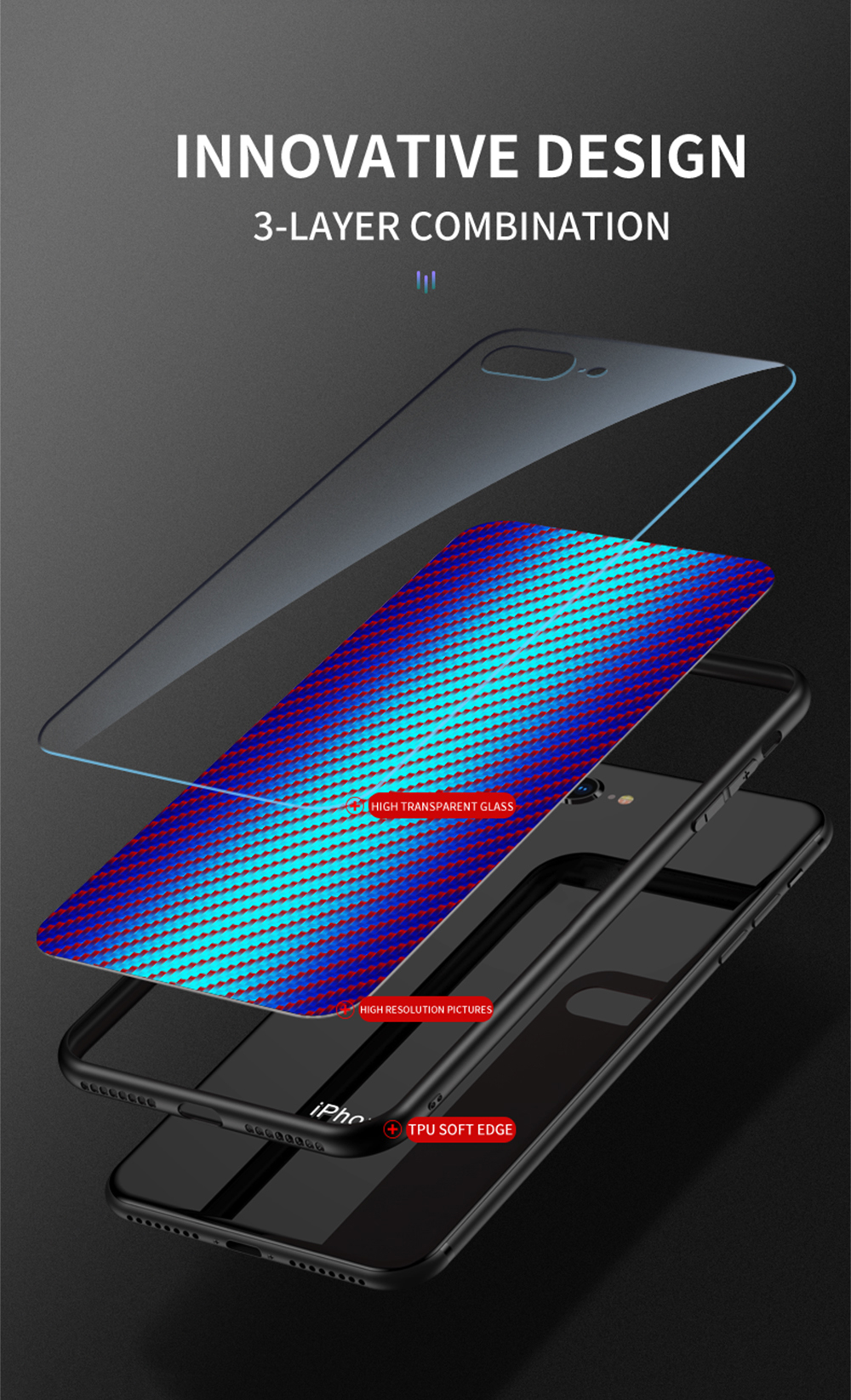 Bakeey-for-Xiaomi-Redmi-Note-9S--Redmi-Note-9-Pro-Case-Carbon-Fiber-Pattern-Gradient-Color-Tempered--1707247-6