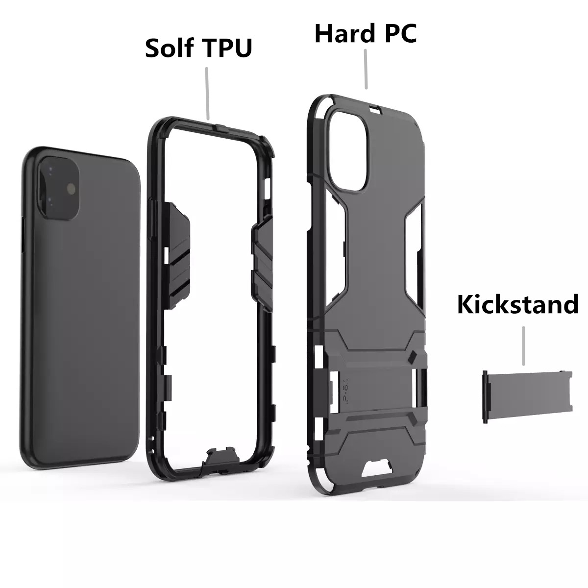 Bakeey-for-iPhone-12-Pro-Max-67quot-Armor-Shockproof-with-Stand-Holder-Back-Cover-Protective-Case-1756293-2