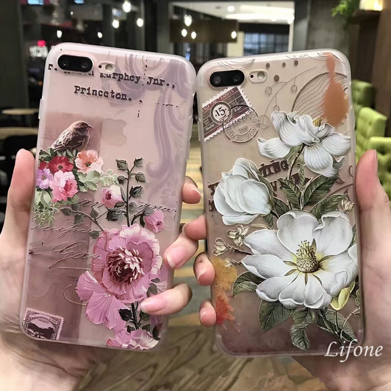 Bakeeytrade-3D-Relief-Frosted-Printing-Fresh-Flower-Silicone-Soft-TPU-Case-for-iPhone-7Plus-55-Inch-1176796-1