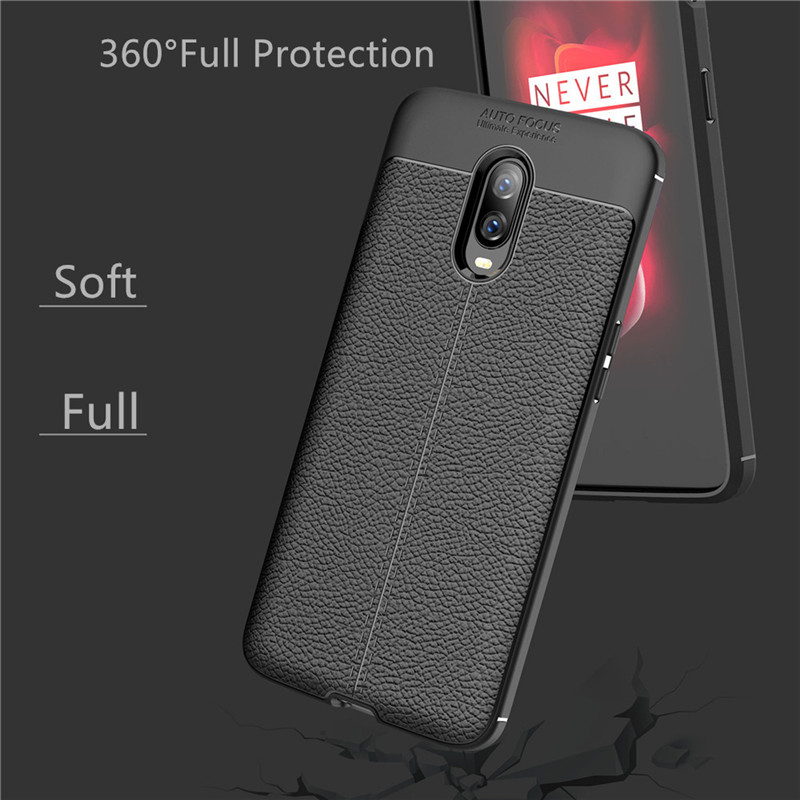 Bakeeytrade-Litchi-Pattern-Shockproof-Soft-TPU-Back-Cover-Protective-Case-for-OnePlus-6T-1390958-2