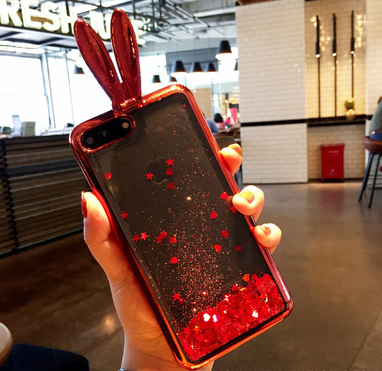 Bakeeytrade-Rabbit-Ears-Bracket-Glitter-Quicksand-Dynamic-Liquid-Plating-TPU-Case-for-iPhone-7Plus-5-1176797-1