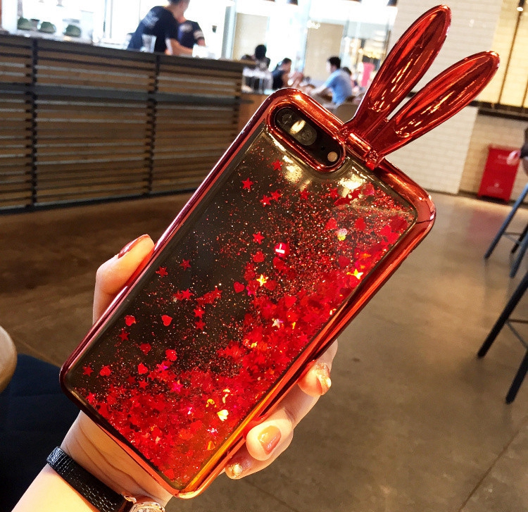 Bakeeytrade-Rabbit-Ears-Bracket-Glitter-Quicksand-Dynamic-Liquid-Plating-TPU-Case-for-iPhone-7Plus-5-1176797-6