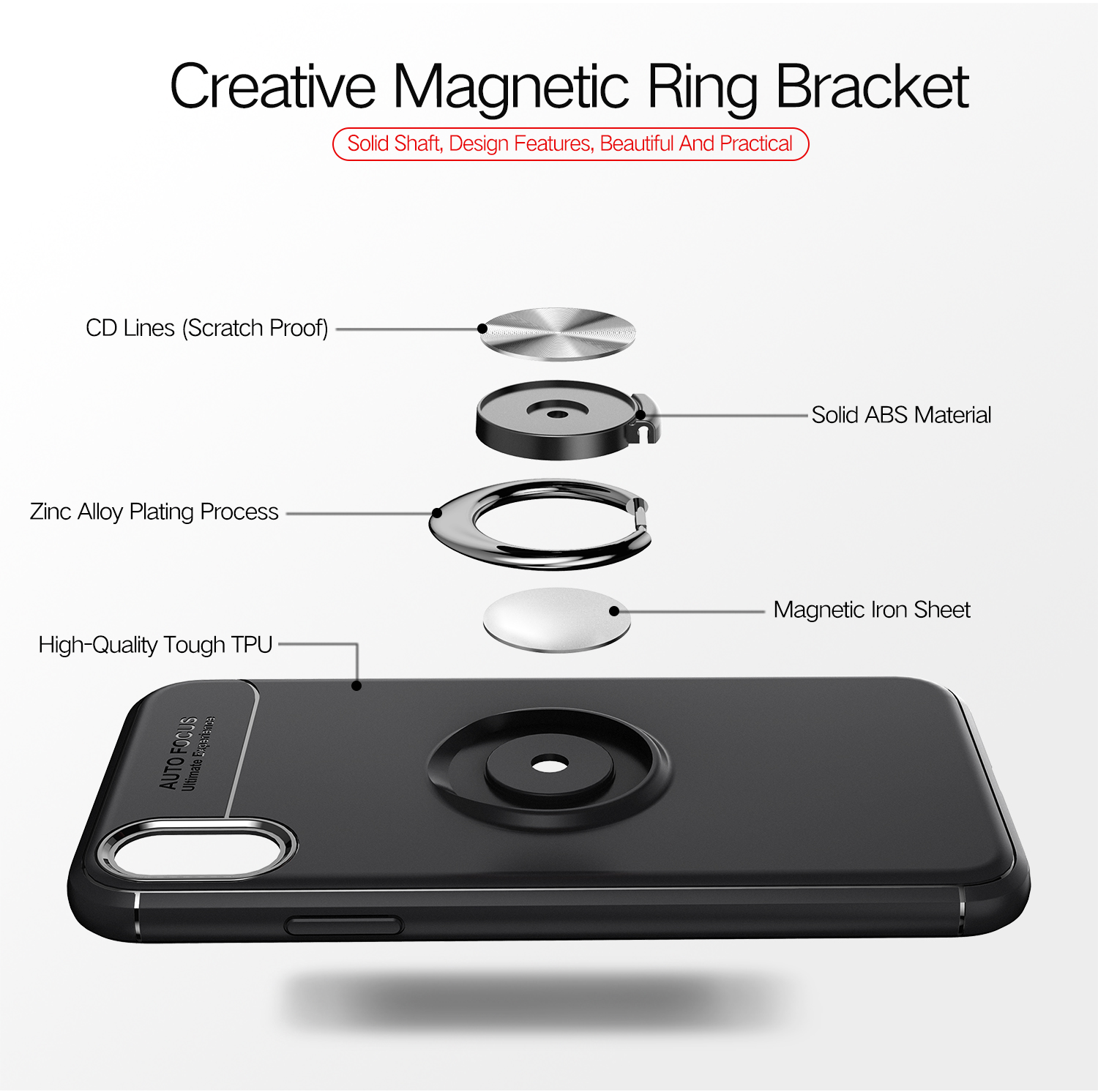 C-KU-Protective-Case-For-iPhone-XS-360ordm-Rotating-Ring-Grip-Kicktand-Back-Cover-1378405-2