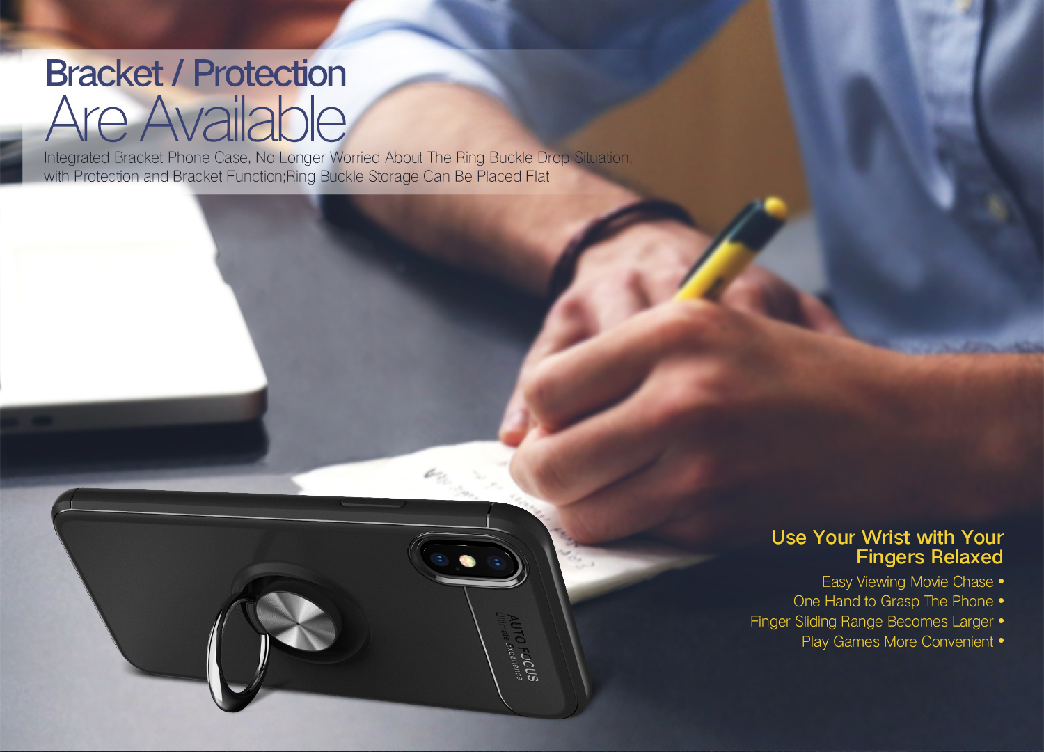 C-KU-Protective-Case-For-iPhone-XS-360ordm-Rotating-Ring-Grip-Kicktand-Back-Cover-1378405-4