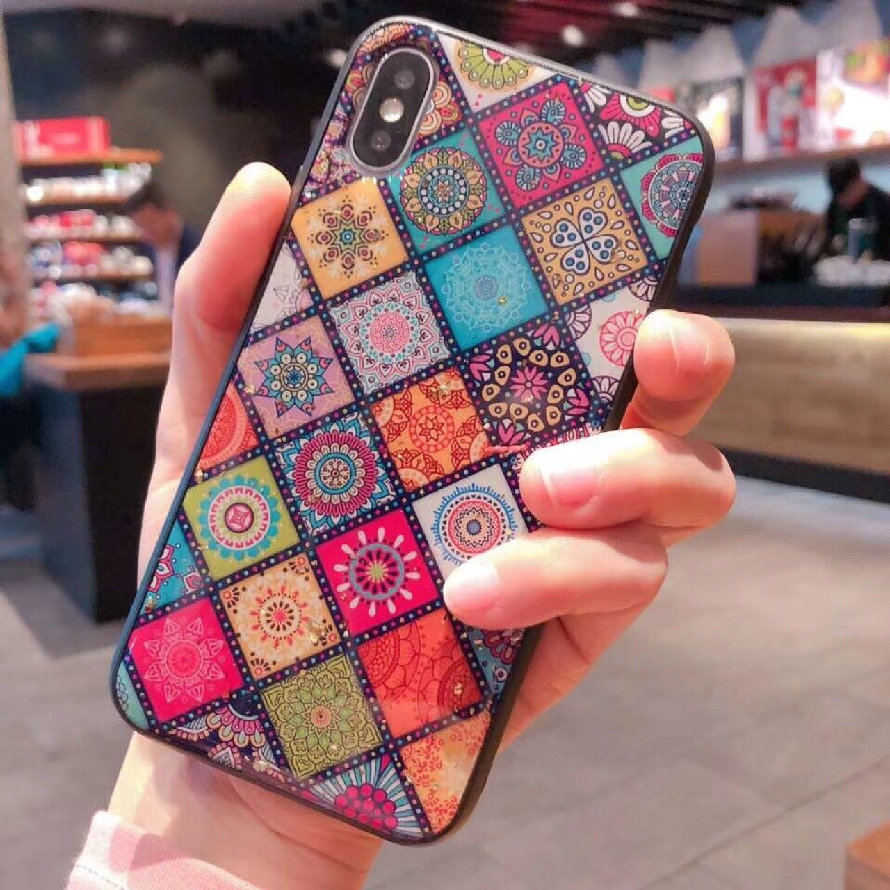 Ethnic-Style-Colored-Rhombic-Epoxy-Shockproof-Protective-Case-for-iPhone-X--XS--XR--XS-Max--7--8--7--1448109-3