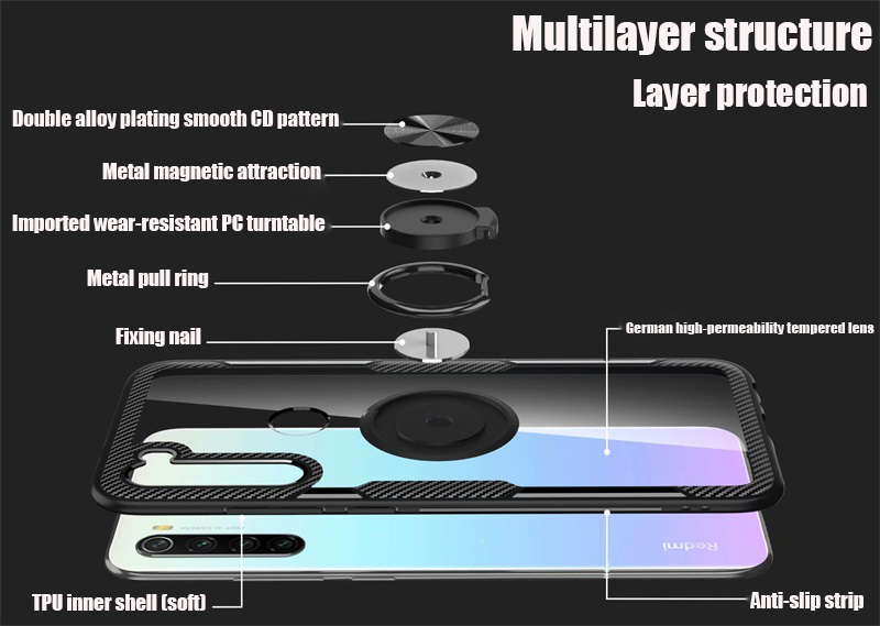 For-Xiaomi-Redmi-Note-8-Case-Bakeey-360deg-Adjustable-Ring-Holder-Anti-slip-Shockproof-Transparent-T-1605675-2