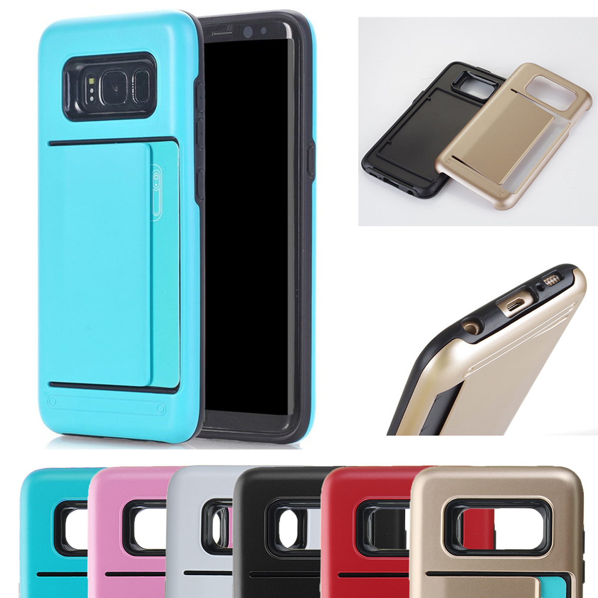 Multi-colors-TPUPC-Hybrid-Card-Slots-Shockproof-Armor-Cover-Case-For-Samsung-Galaxy-S8-Plus-1151207-1