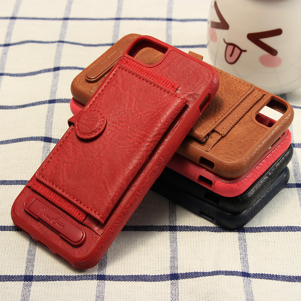 Multifunction-Card-Slot-Bracket-PU-Leather-Shockproof-Case-for-iPhone-8-1229175-1