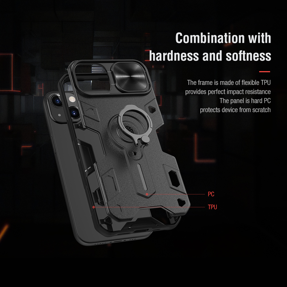 Nillkin-for-iPhone-13-Protective-Case-Armor-Anti-Peeping-Slide-Lens-Cover-with-Bracket-Anti-Scratch--1889645-4