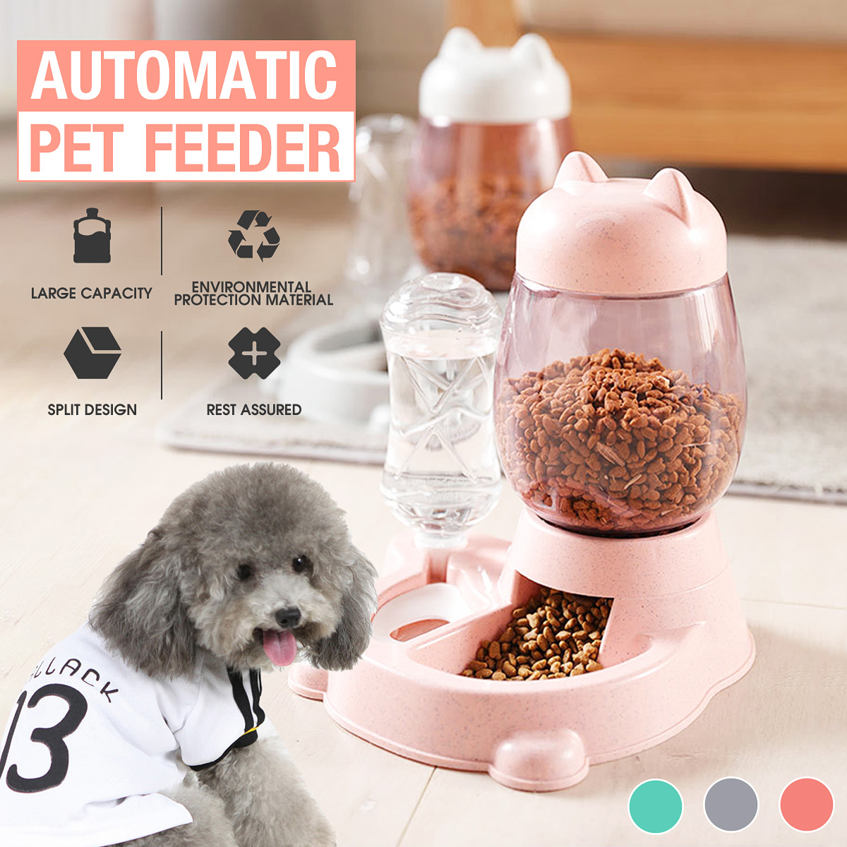 800ml300ml-Automatic-Pet-Dog-Cat-Puppy-Dispenser-2-in-1-Food-Drink-Water-Dish-Feeder-1927641-1