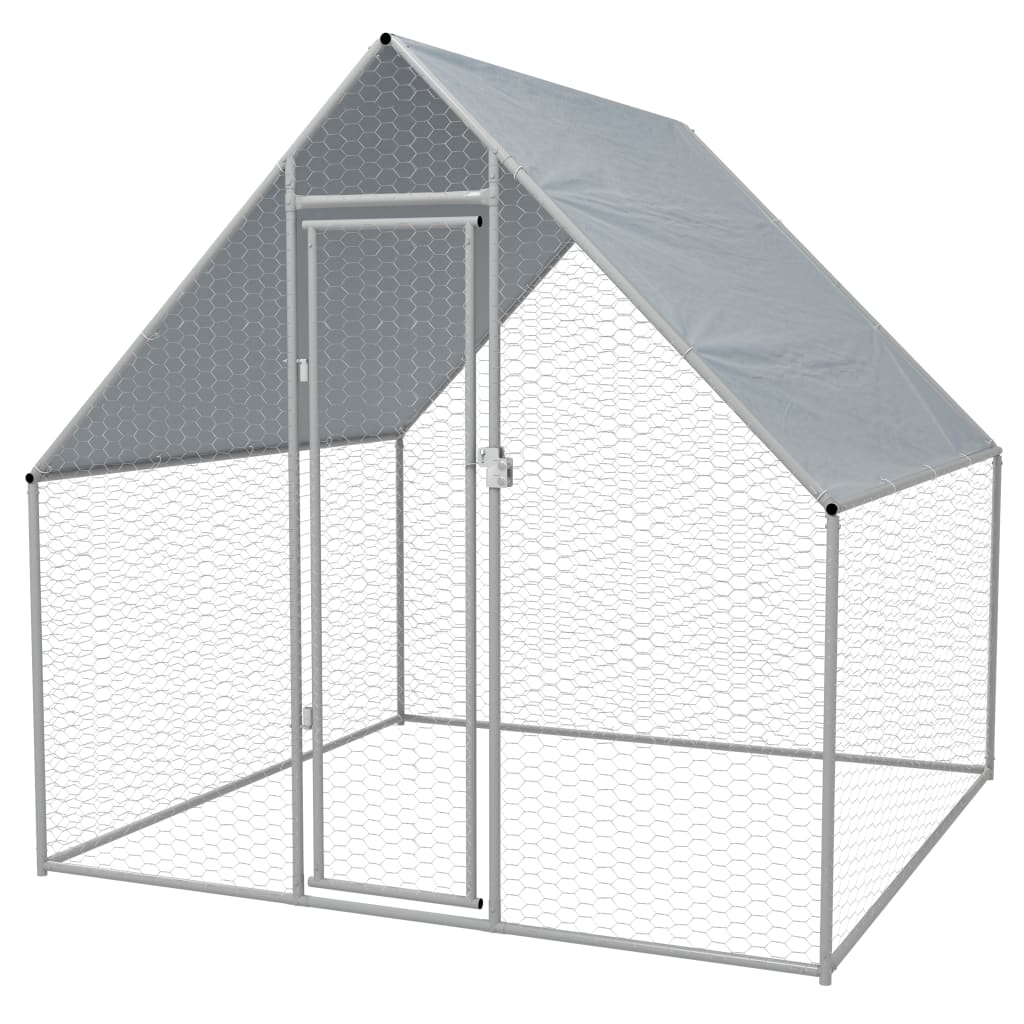 Outdoor-Chicken-Cage-Galvanized-Steel-66quotx66quotx63quot-1971299-5