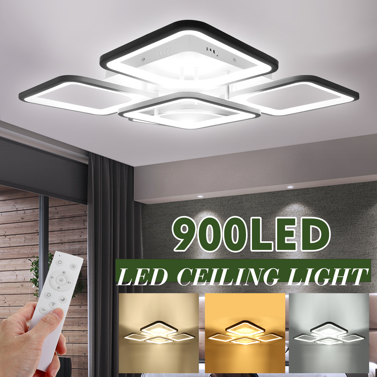 4300LM-900-LED-Ceiling-Lamp-5Pcs-Cube-Living-Room-Bedroom-Pendant-LightRemote-1745053-1