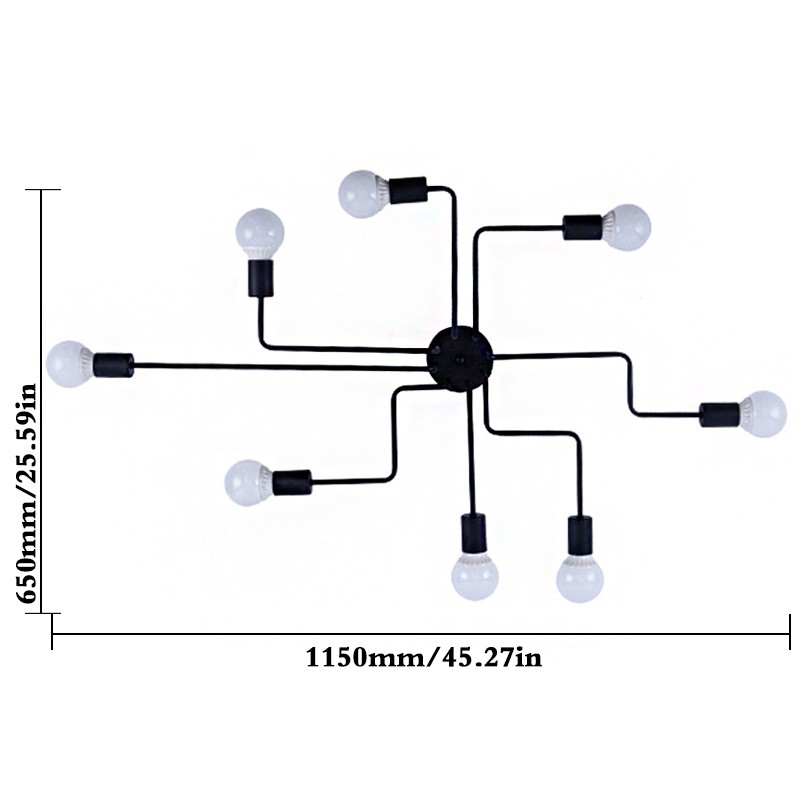 Elfland-Industrial-Edison-8-Lights-Semi-Flush-Ceiling-Light-E27-Vintage-Wrought-Iron-Large-Without-B-1894685-7