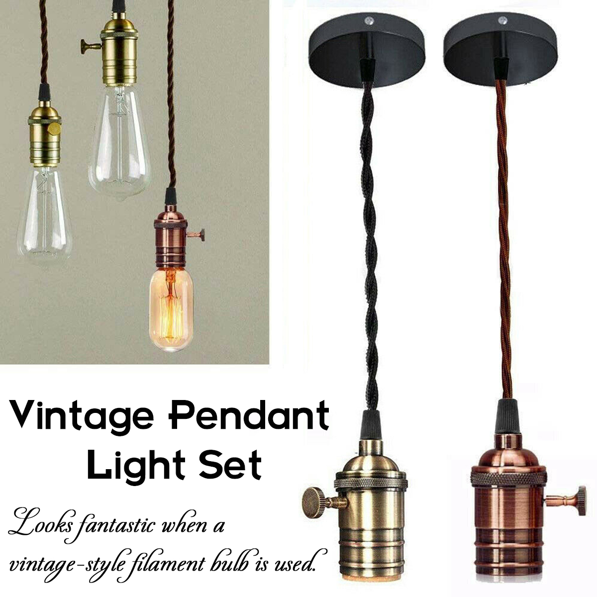 Vintage-Ceiling-Rose-Braided-Pendant-Fabric-Flex-Lamp-Holder-Fitting-Light-Kit-1698267-1