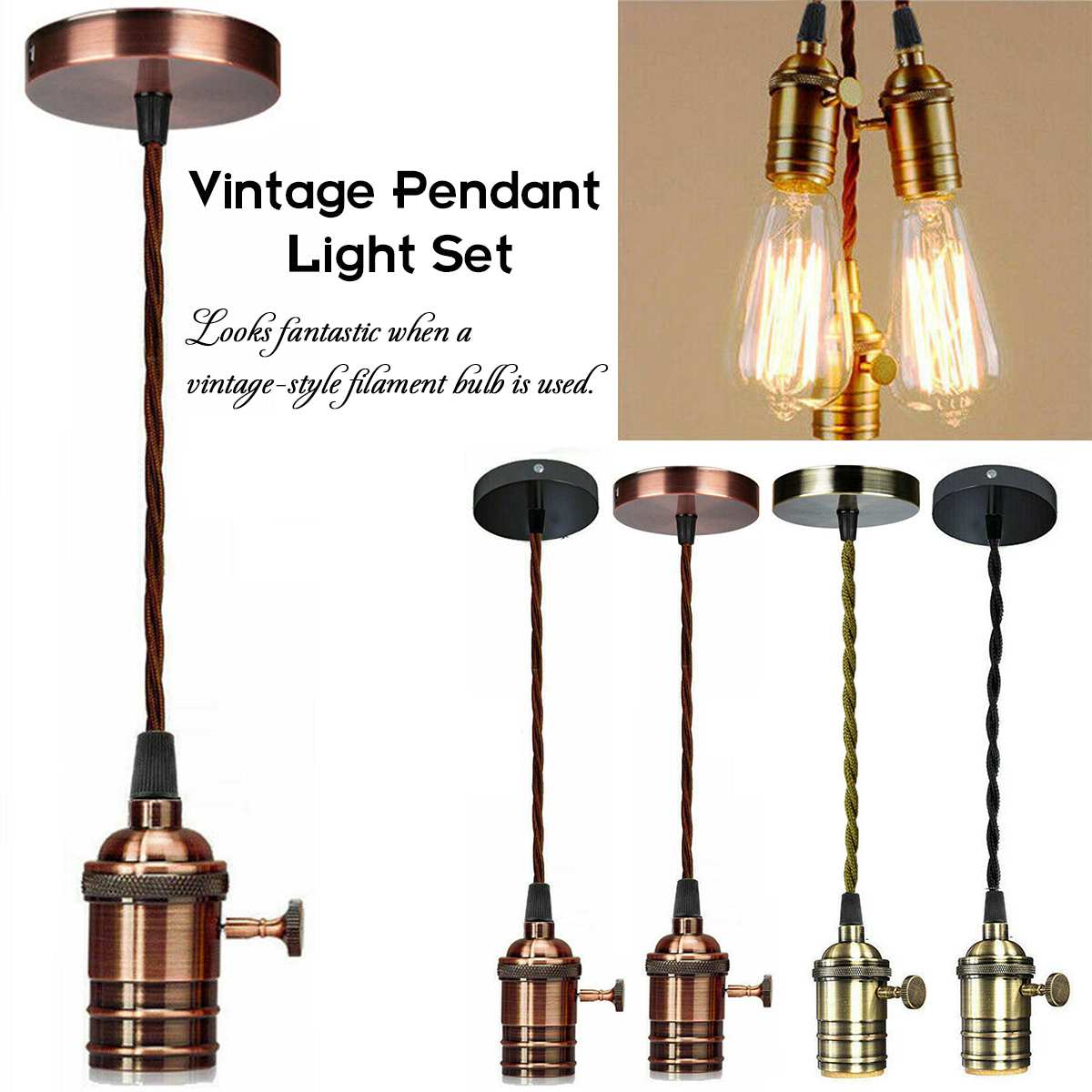 Vintage-Ceiling-Rose-Braided-Pendant-Fabric-Flex-Lamp-Holder-Fitting-Light-Kit-1698267-2