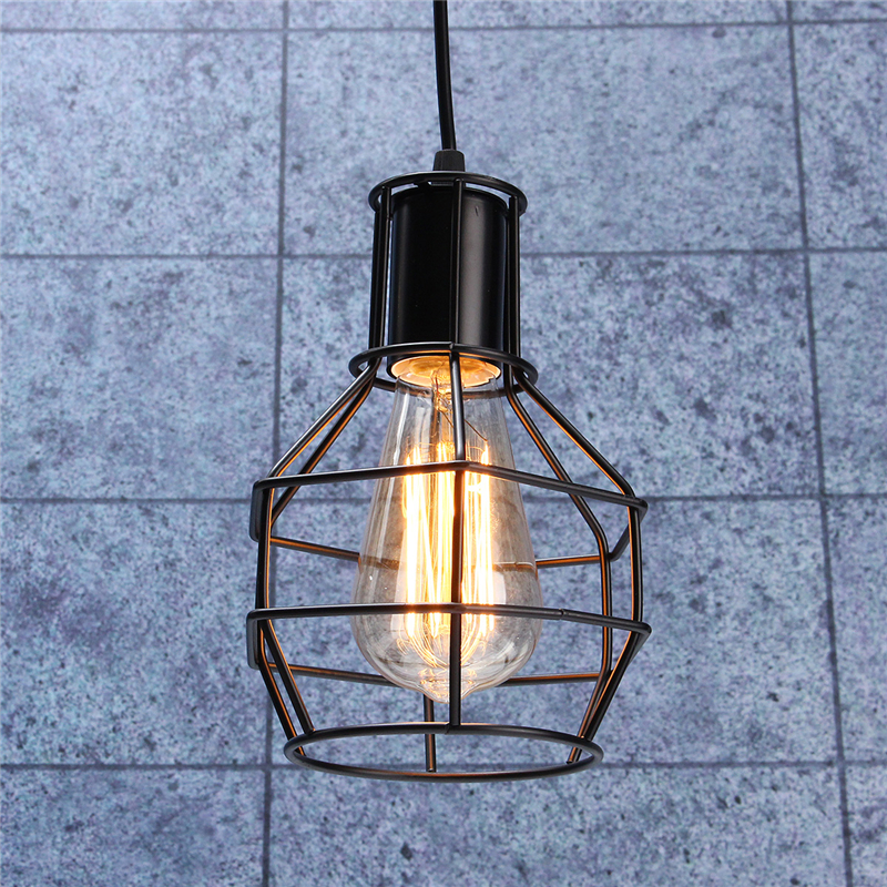 Vintage-Industrial-Pendant-Ceiling-Light-Lamp-Shade-Metal-Cage-Black-Cafe-Loft-Bar-1640935-4