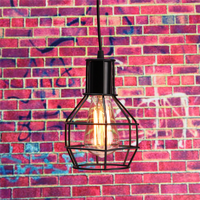 Vintage-Industrial-Pendant-Ceiling-Light-Lamp-Shade-Metal-Cage-Black-Cafe-Loft-Bar-1640935-6