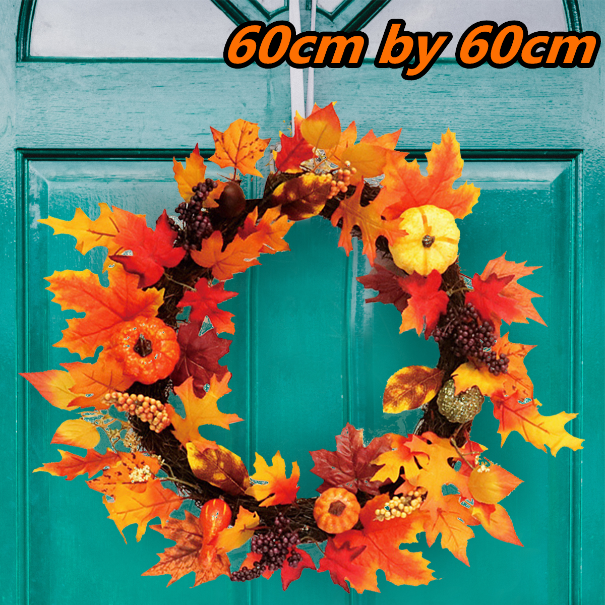 60cm-Christmas-Maple-Leaves-Grape-Berry-Wreath-Garland-Door-Hanging-Crafts-Decorations-1386276-1